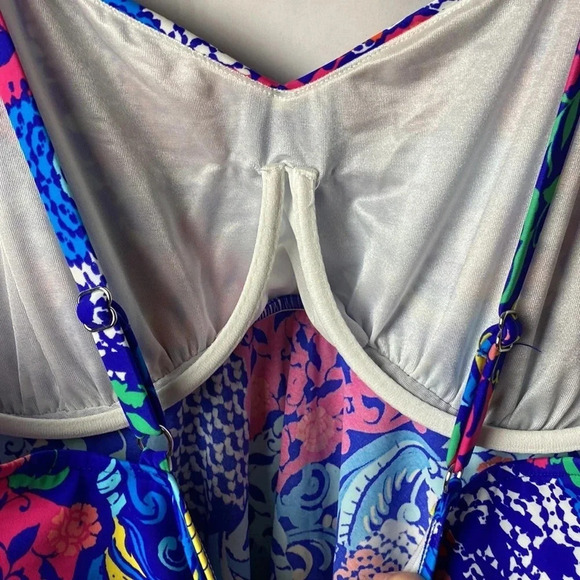 JMS JUST MY SIZE WOMENS SWIM TOP SIZE 22W ROYAL BLUE FLORAL PRINT UNDERWIRE - Picture 8 of 11